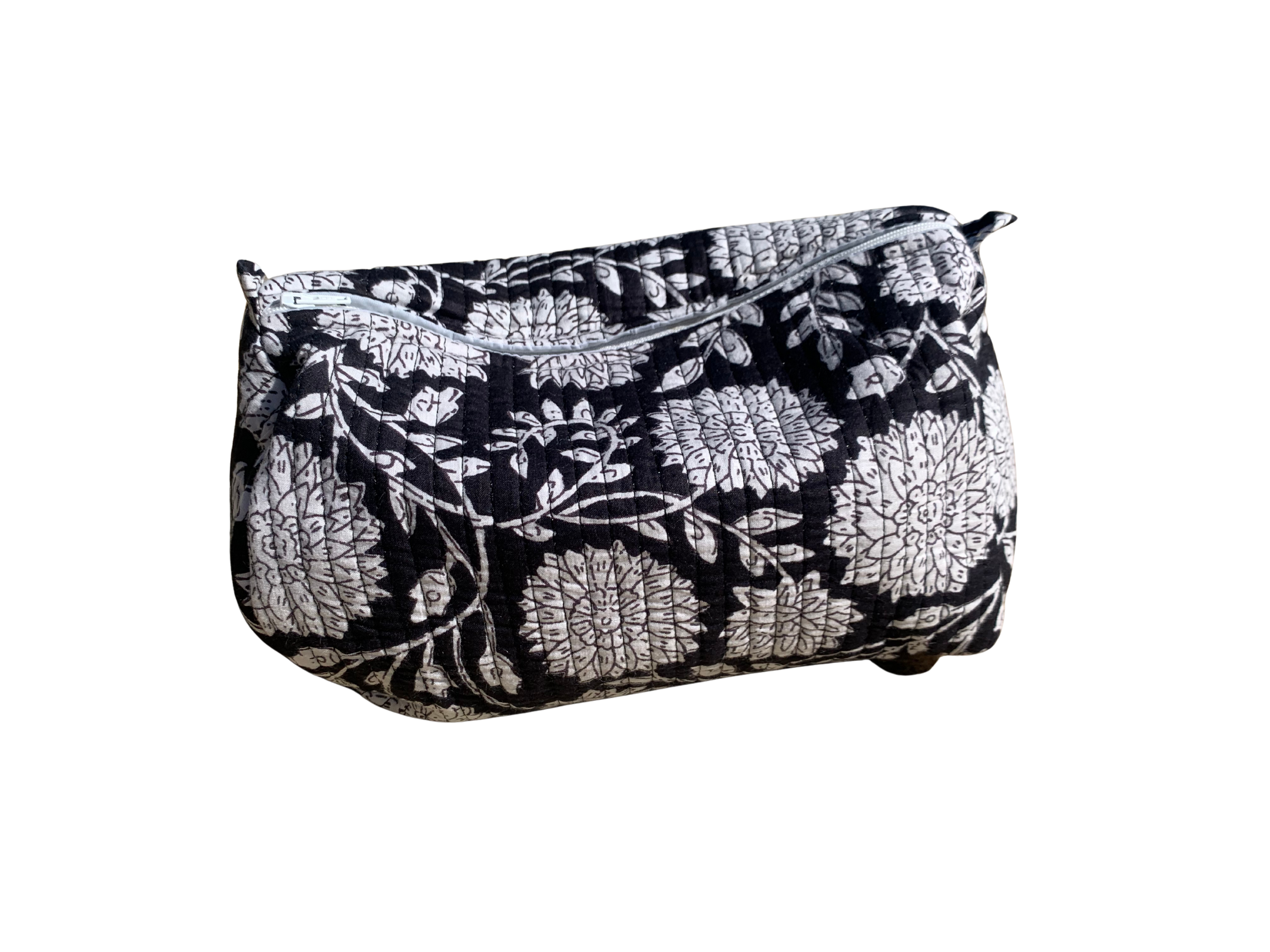 Black and White Flower Cosmetic Bag Set