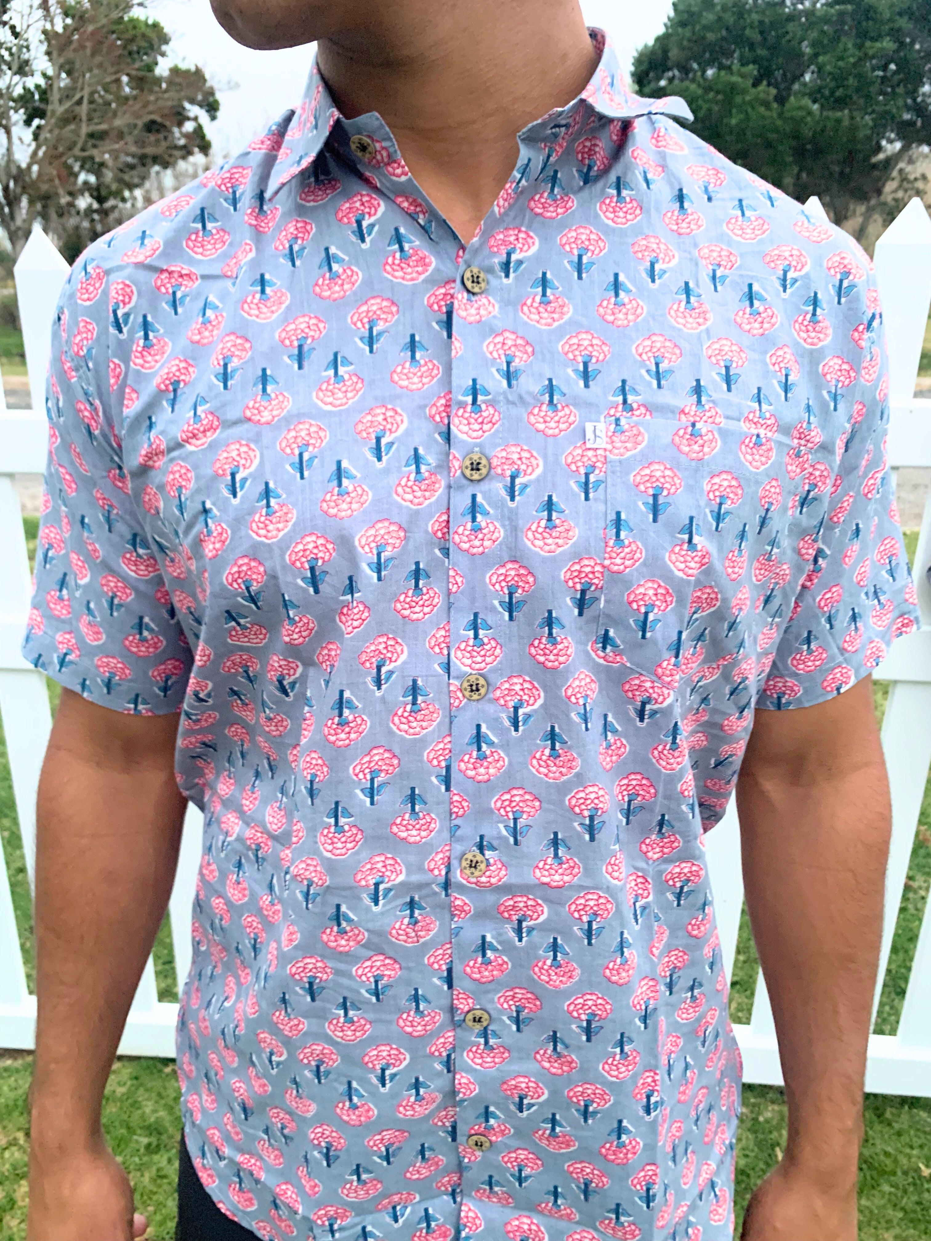 Pink and Grey Men's  Shirt