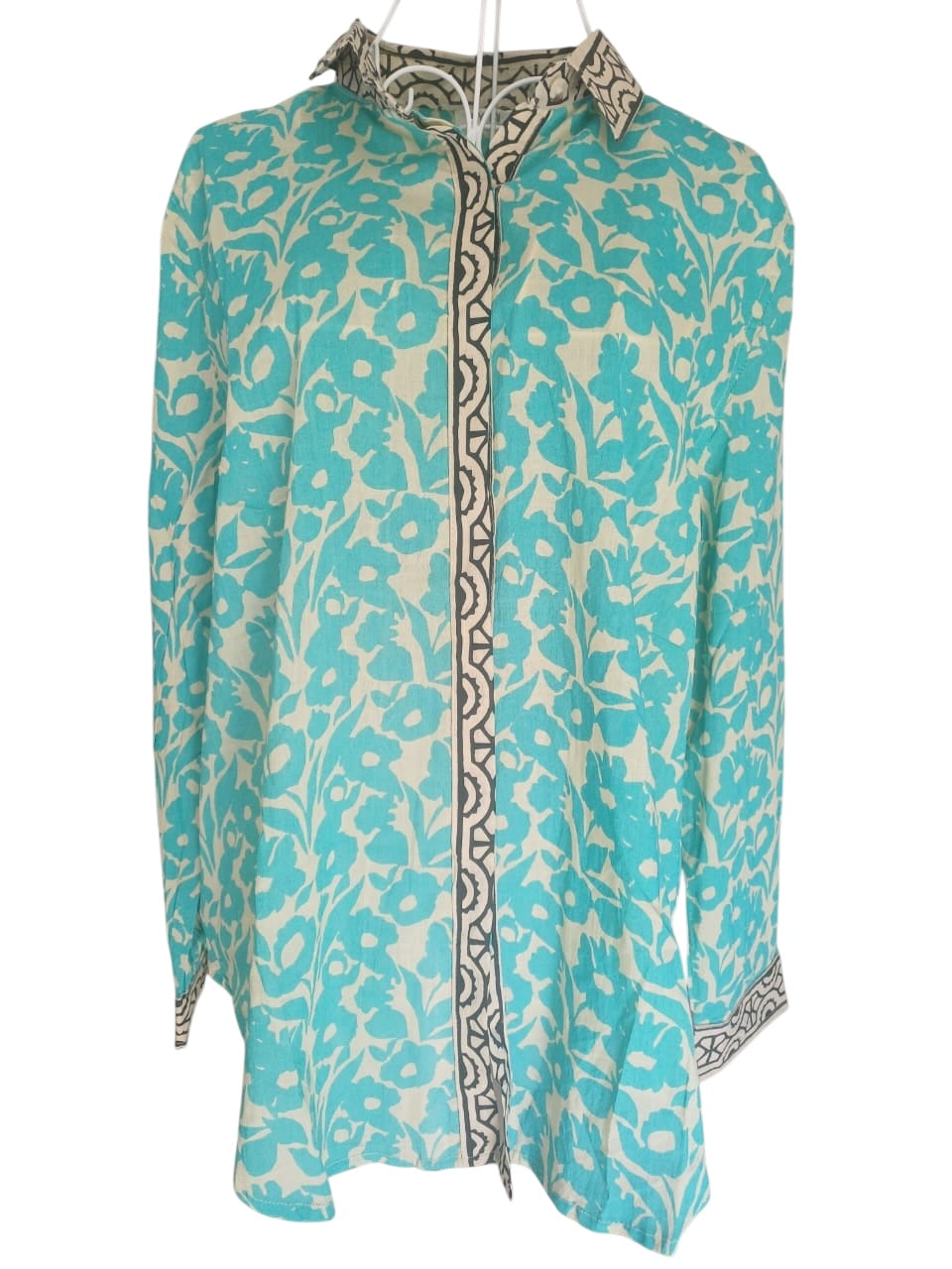 Amanda Blouse - Flower Turquoise