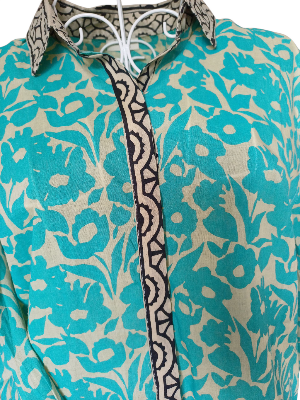 Amanda Blouse - Flower Turquoise