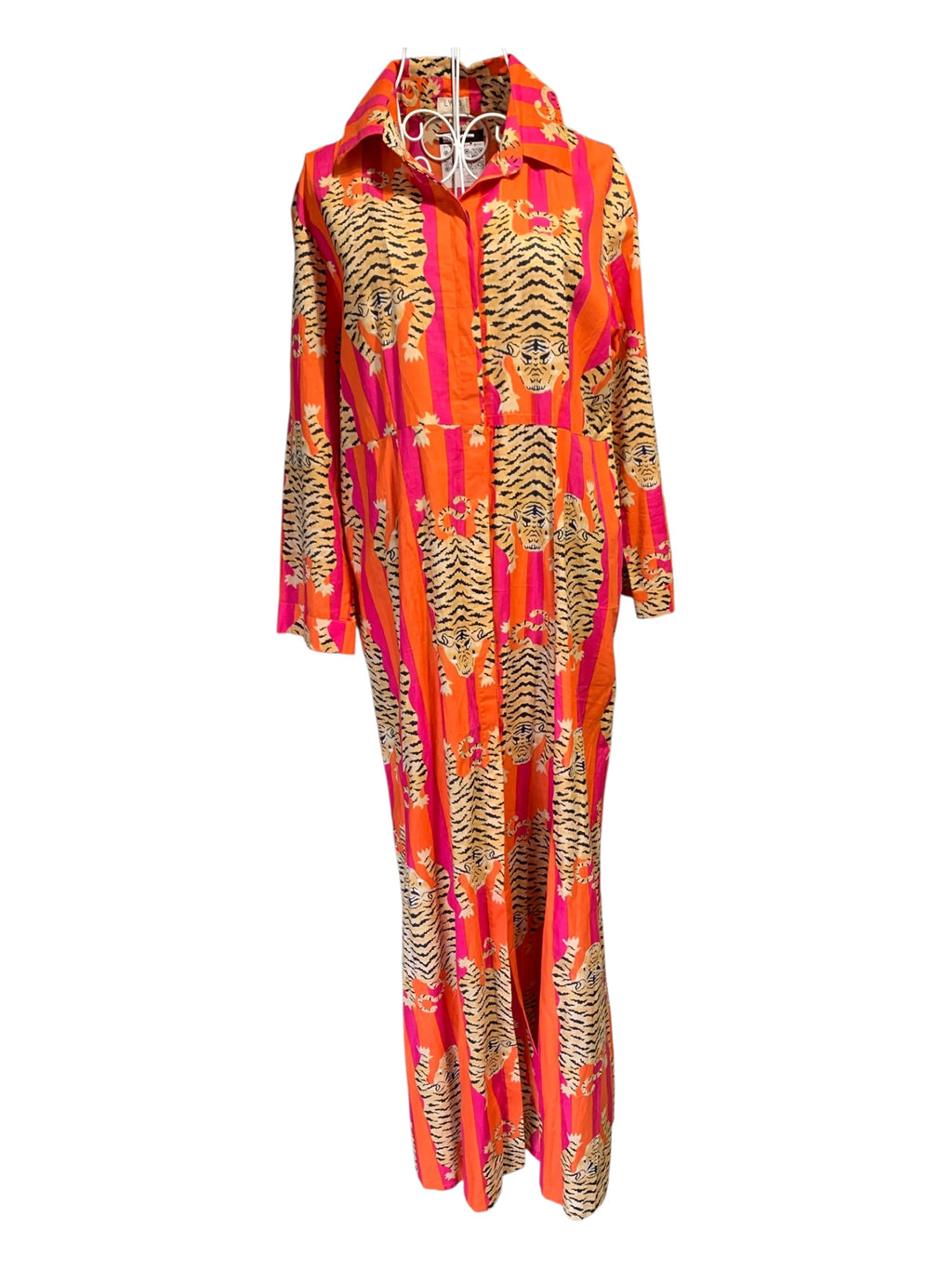 Coleen Dress - Tiger Orange & Pink