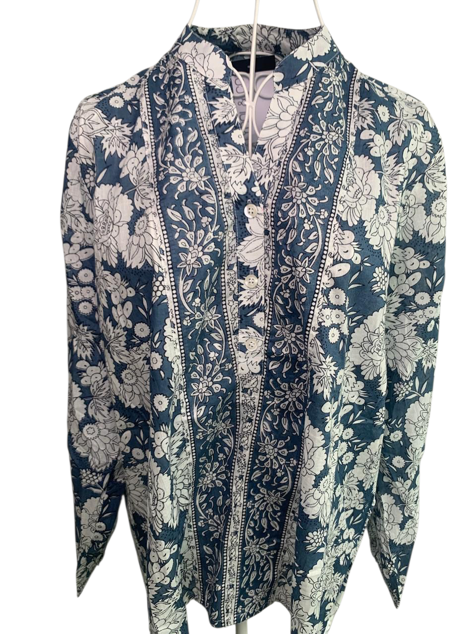 Elize Blue and White Flower Blouse