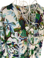 Naya Dress - White & Green Birds