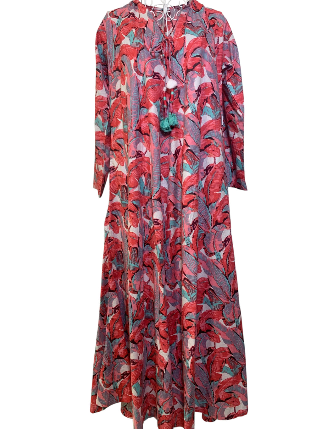 Naya Dress - Pink & Orange Leaves