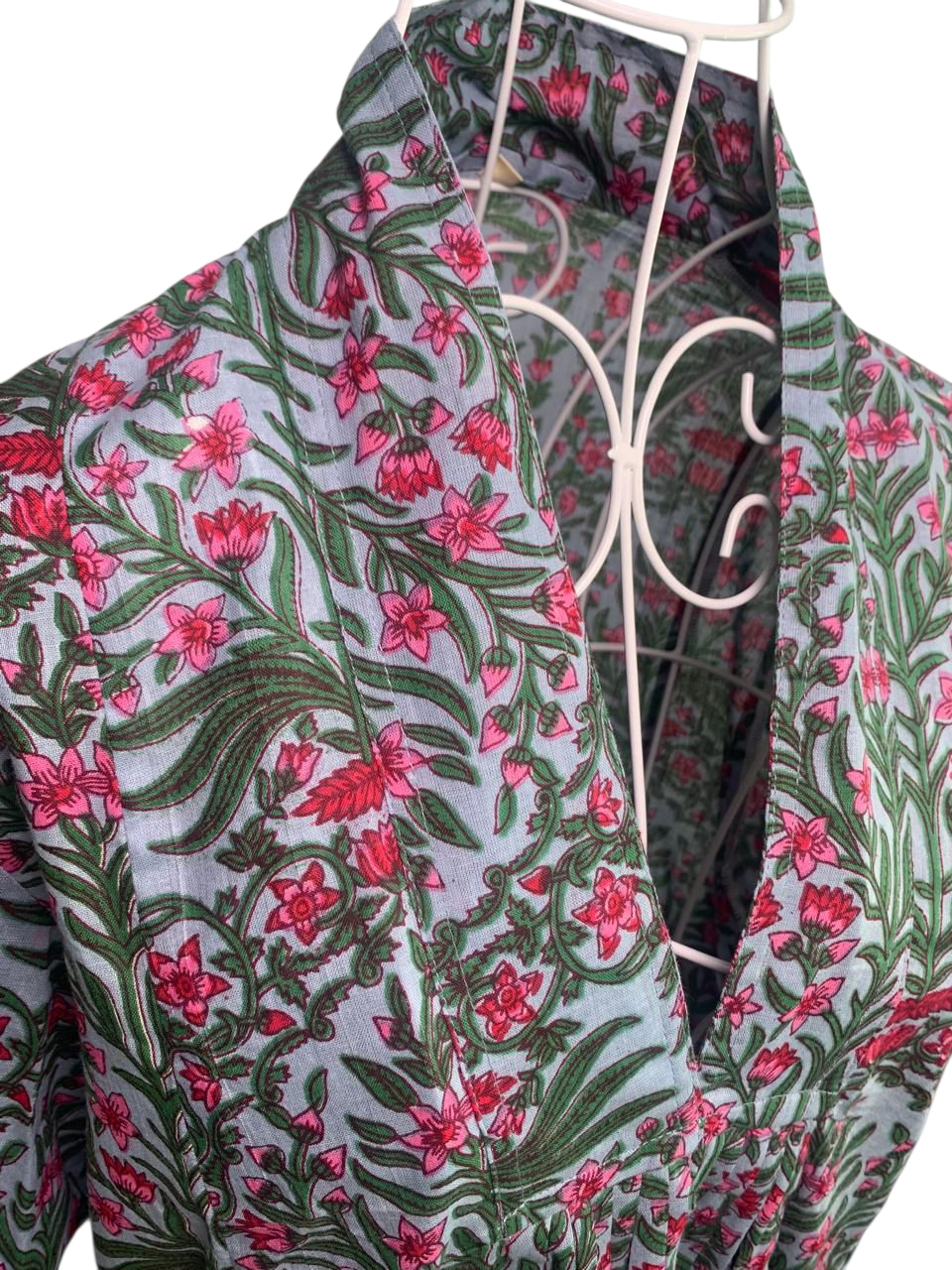 Nikki Dress - Grey & Pink Flower