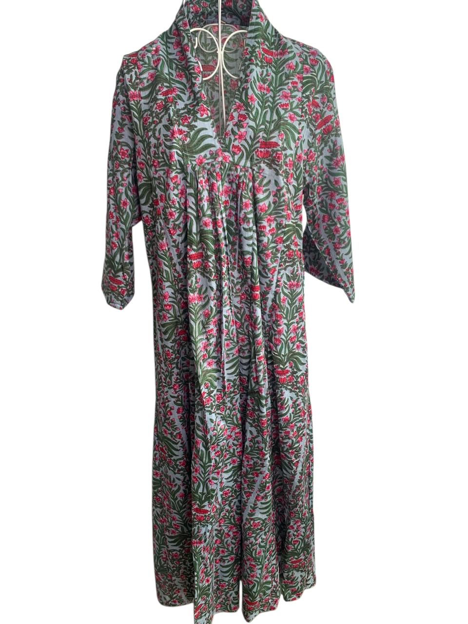 Nikki Dress - Grey & Pink Flower