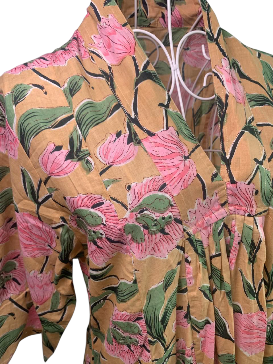 Nikki Dress - Beige and Pink Flower