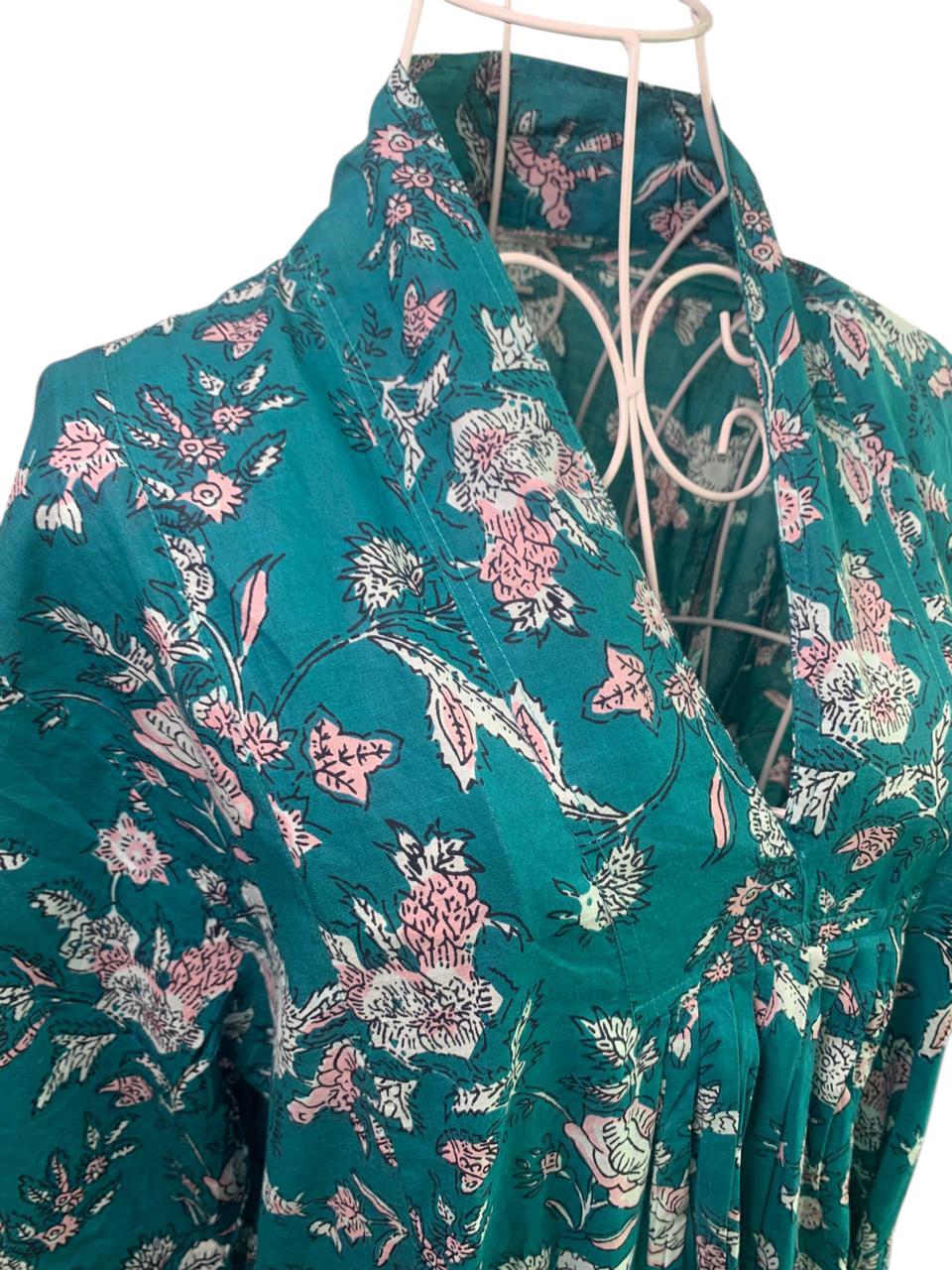 Nikki Dress - Teal and Pink Flower