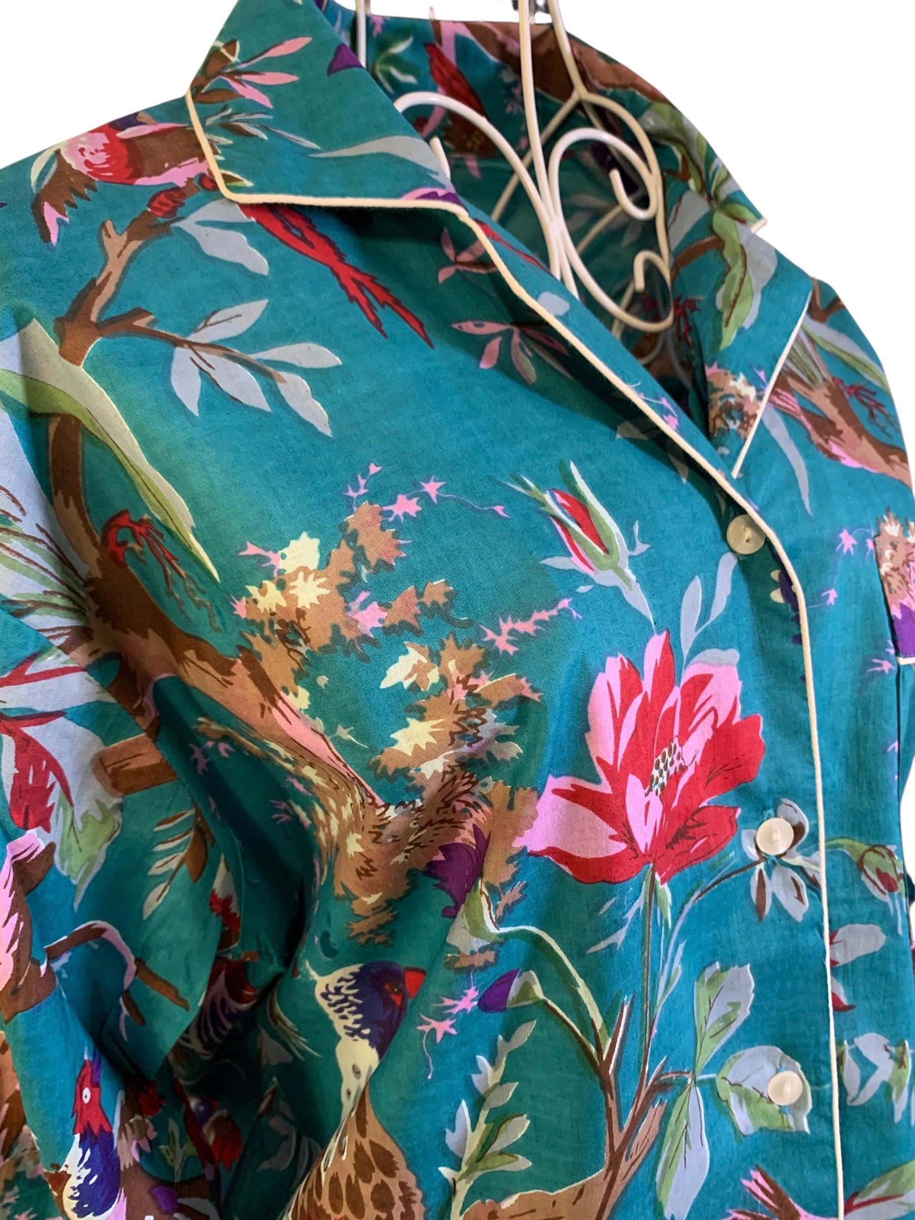 Long PJ's - Teal and Red Bird