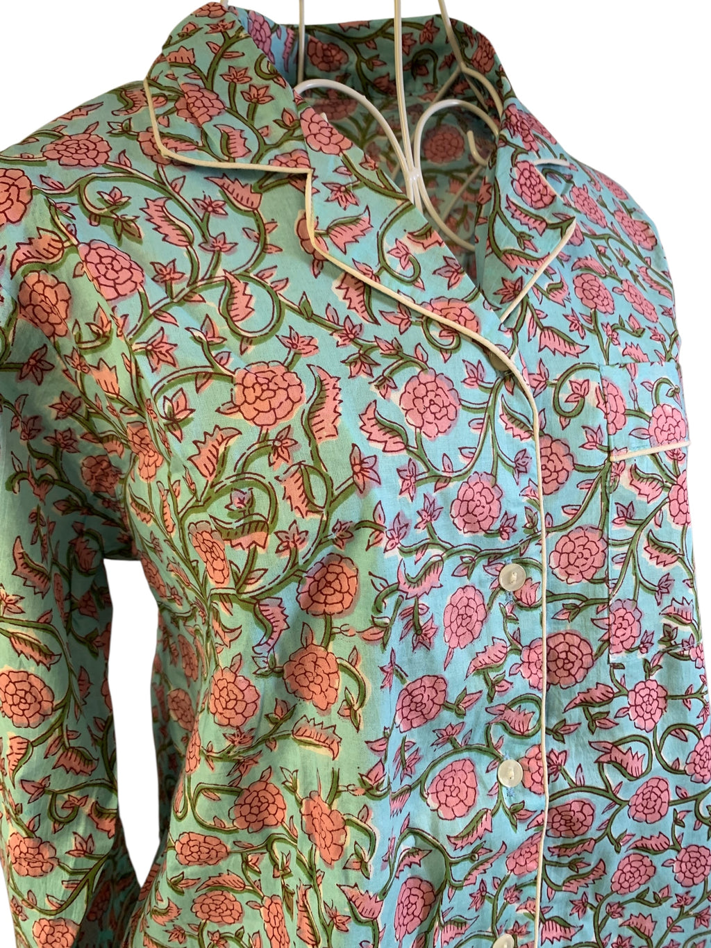 Long PJ's - Baby Blue & Pink Flower