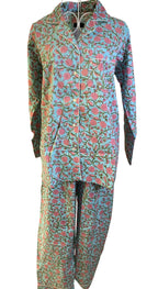 Long PJ's - Baby Blue & Pink Flower