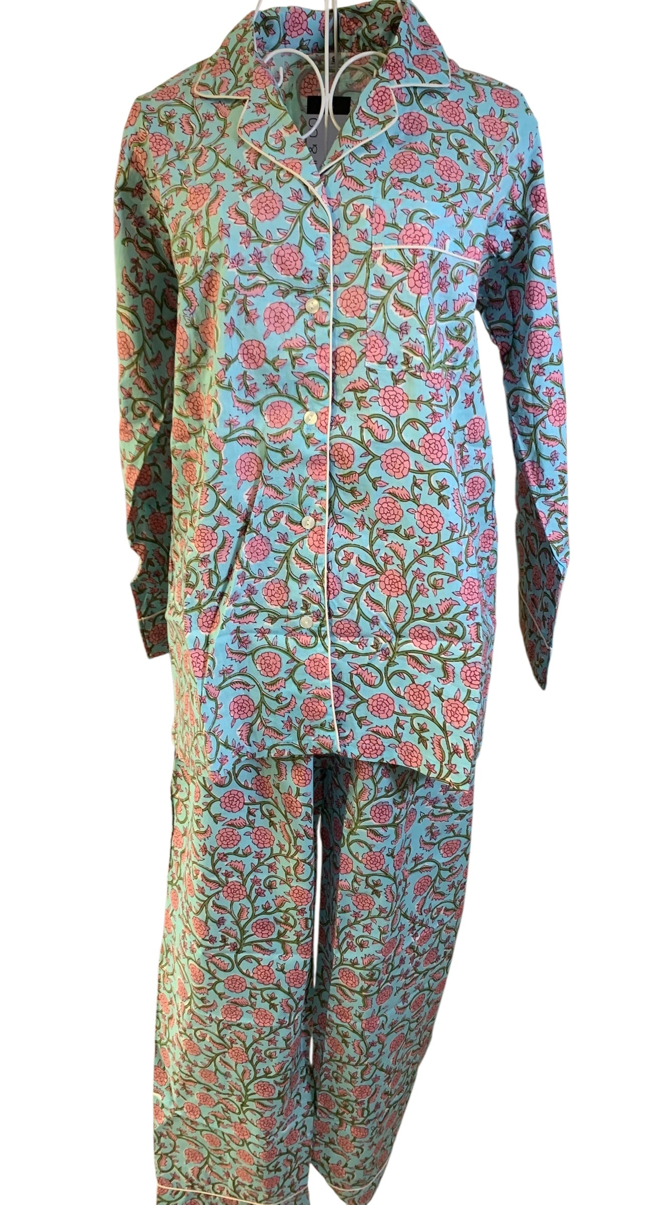 Long PJ's - Baby Blue & Pink Flower