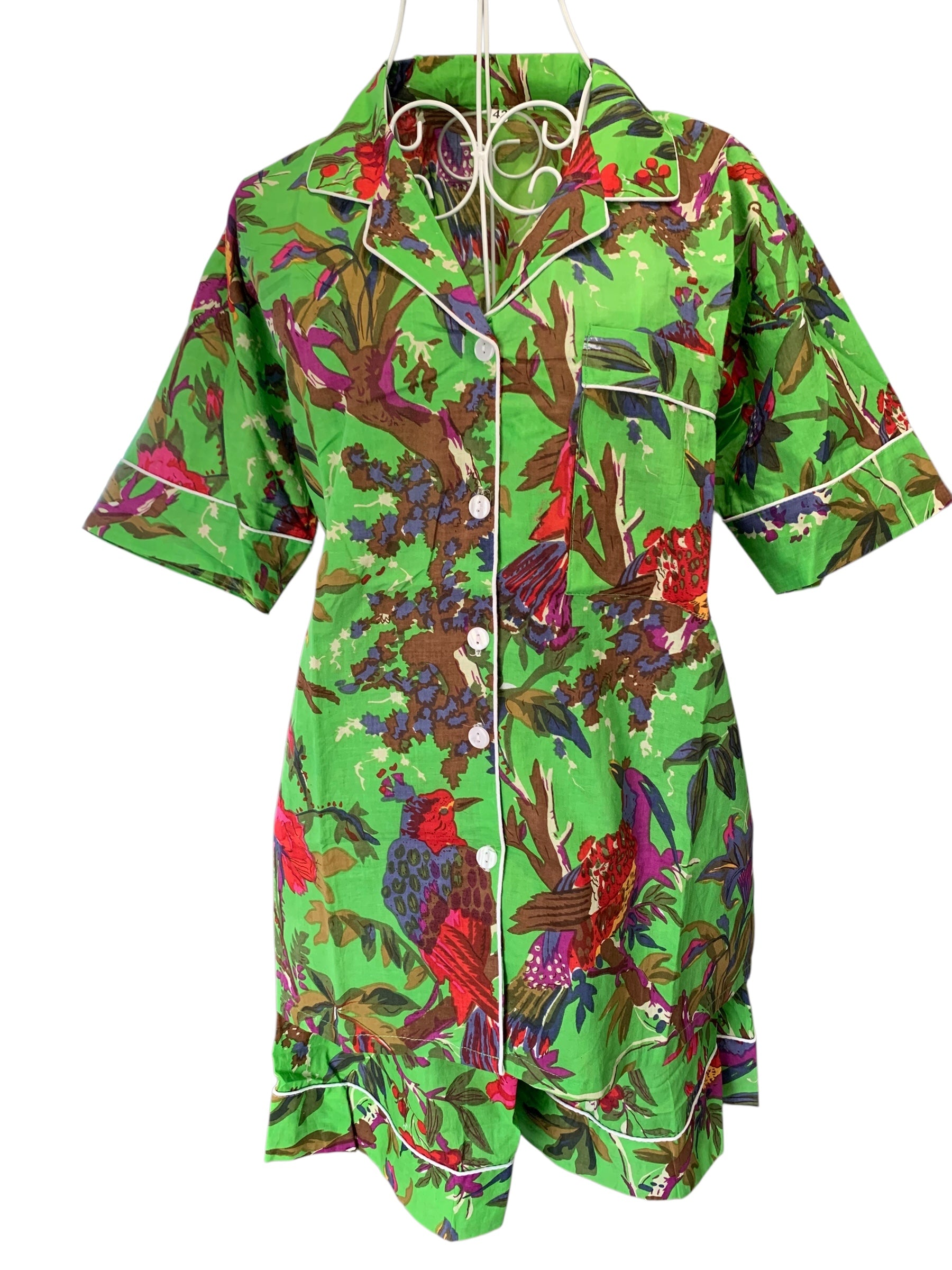 Shorty PJ's - Green & Red Bird