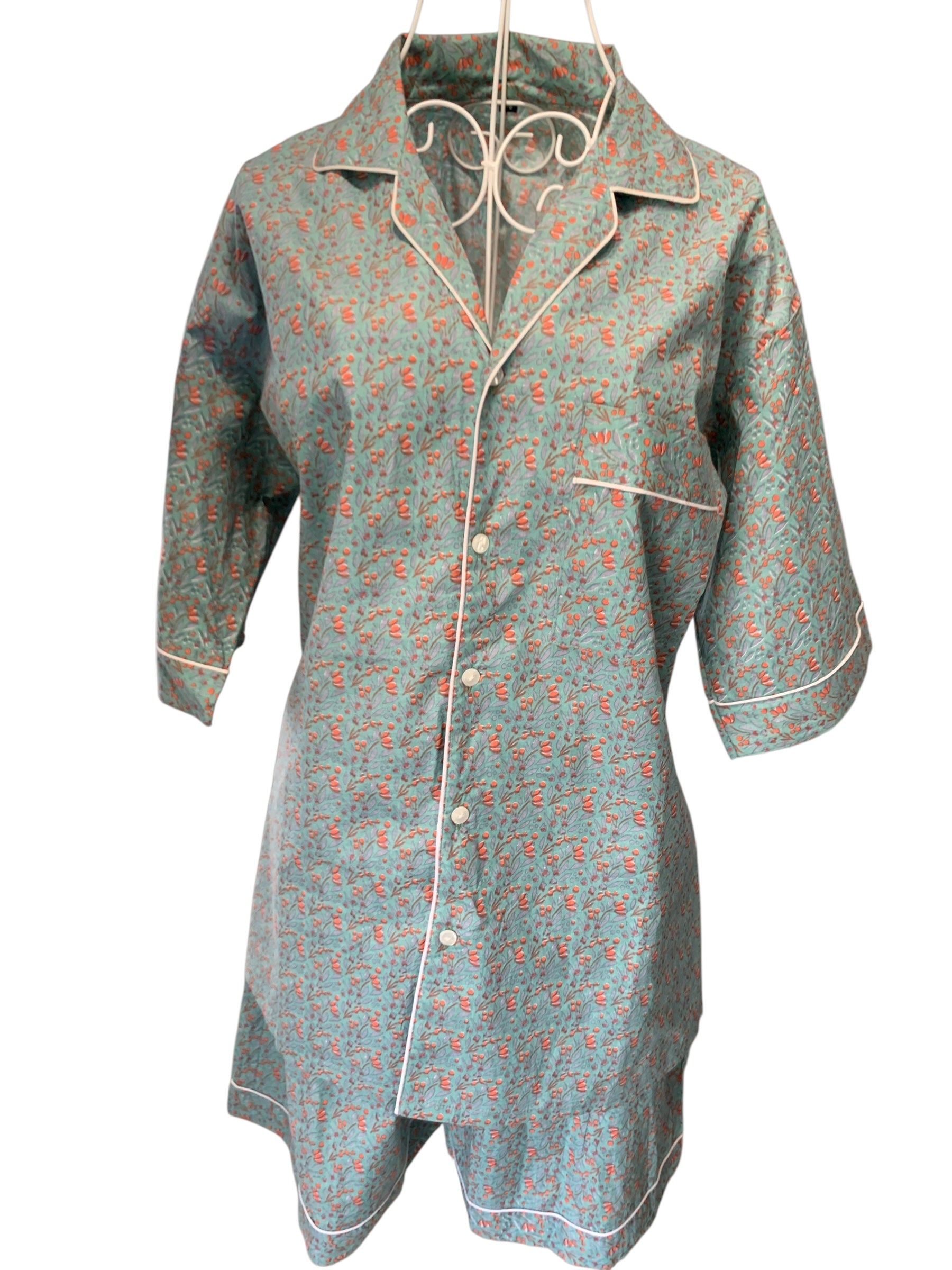 Shorty PJ's - Teal & Salmon flower