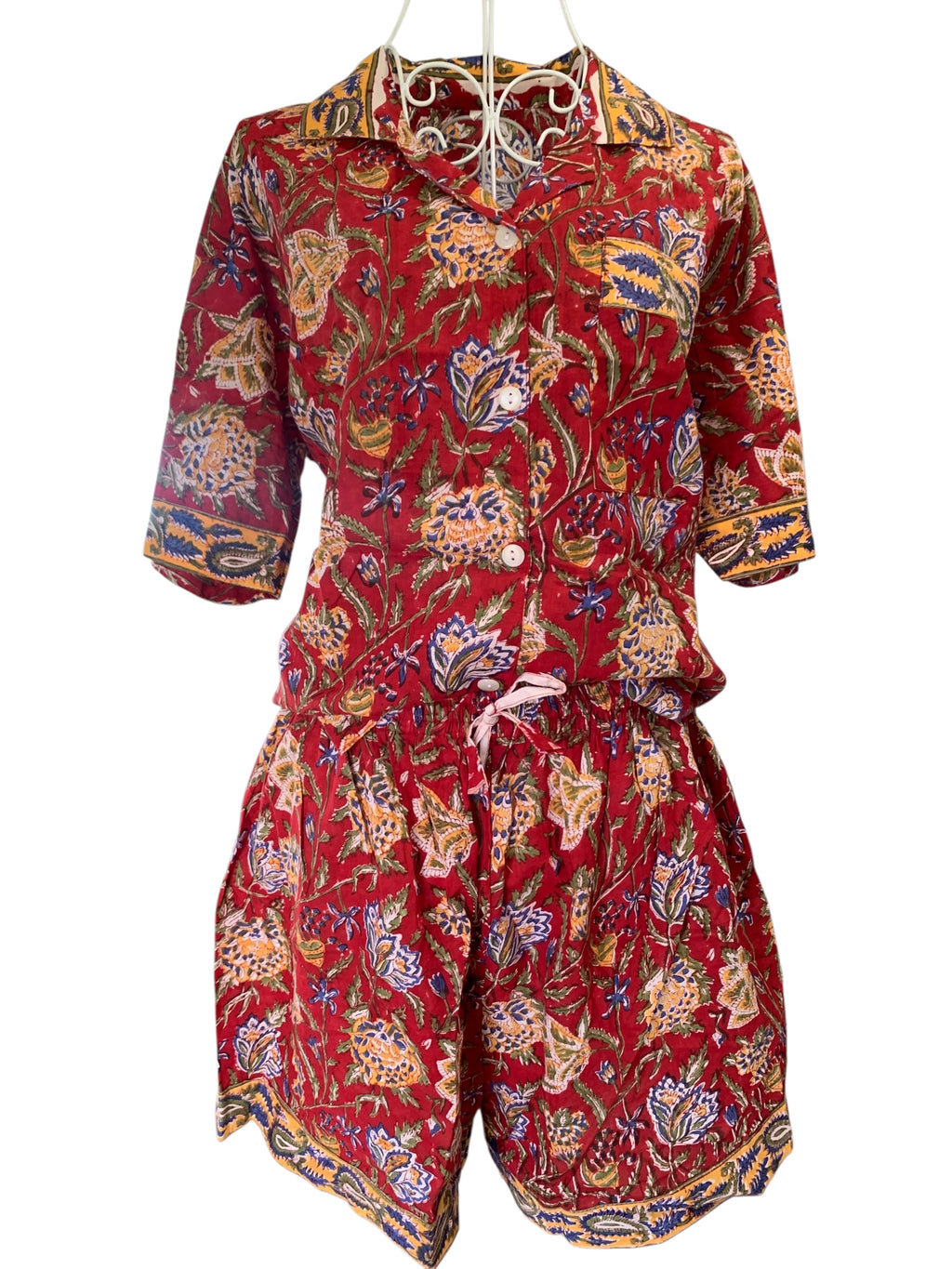 Shorty PJ's - Maroon Flower