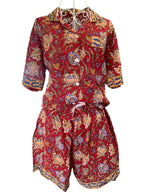 Shorty PJ's - Maroon Flower