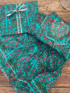 Shorty PJ's - Turquoise and Pink Flower