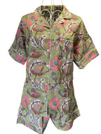 Shorty PJ's - Olive Green & Pink Flower