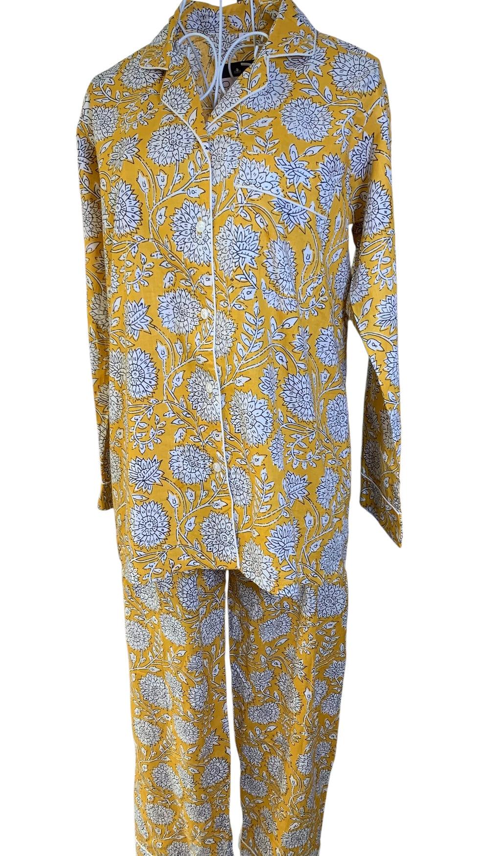 Long PJ's - Mustard & White Flower