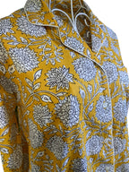 Long PJ's - Mustard & White Flower