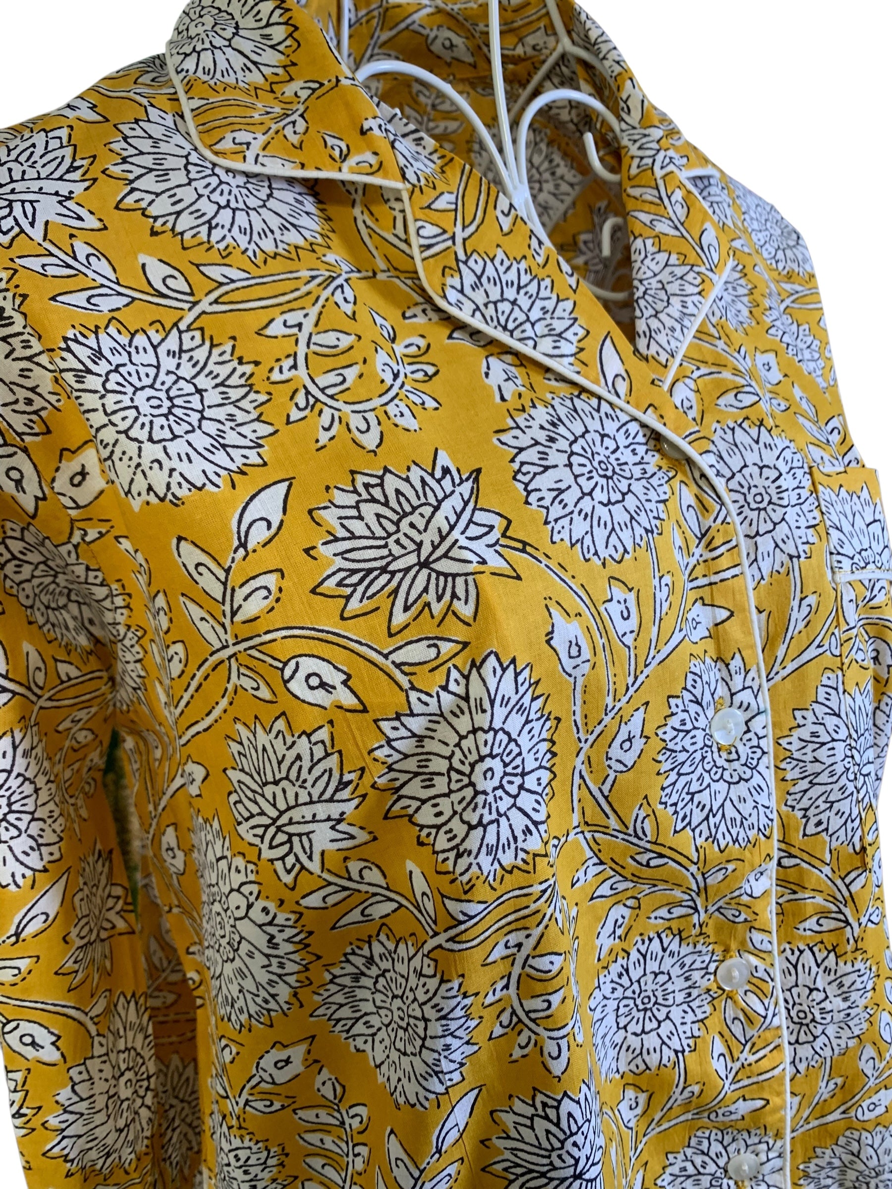 Long PJ's - Mustard & White Flower