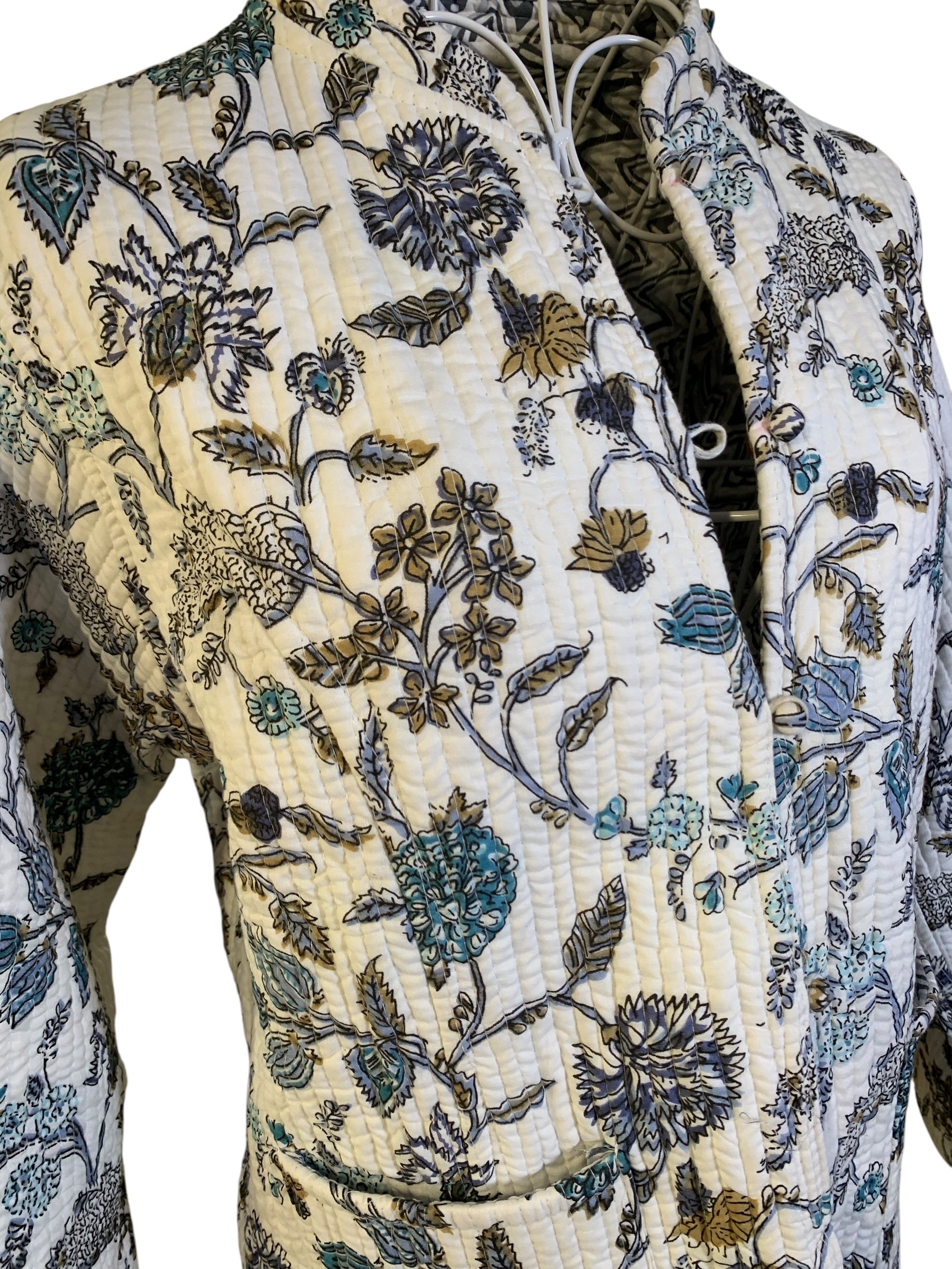 Quilted Reversible Jacket - White Flower