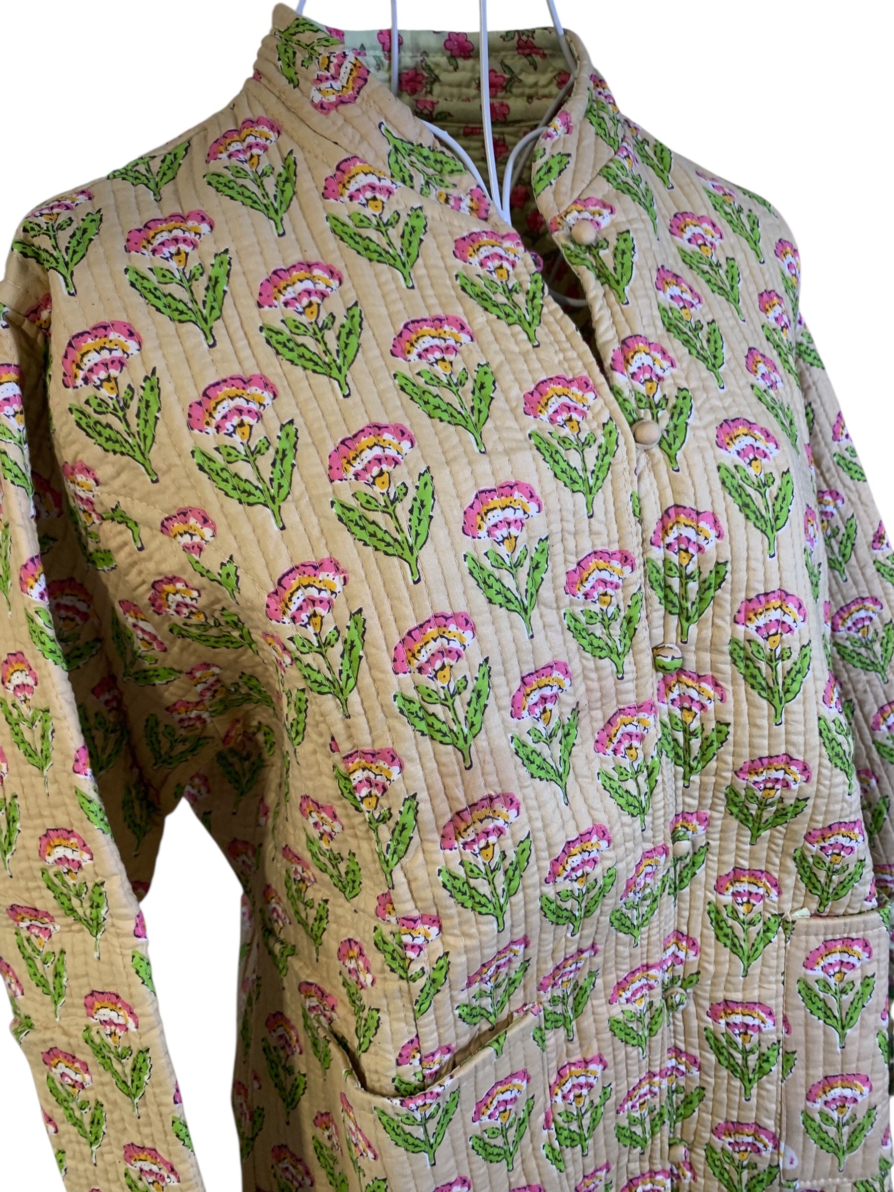 Quilted Reversible Jacket - Beige & Pink