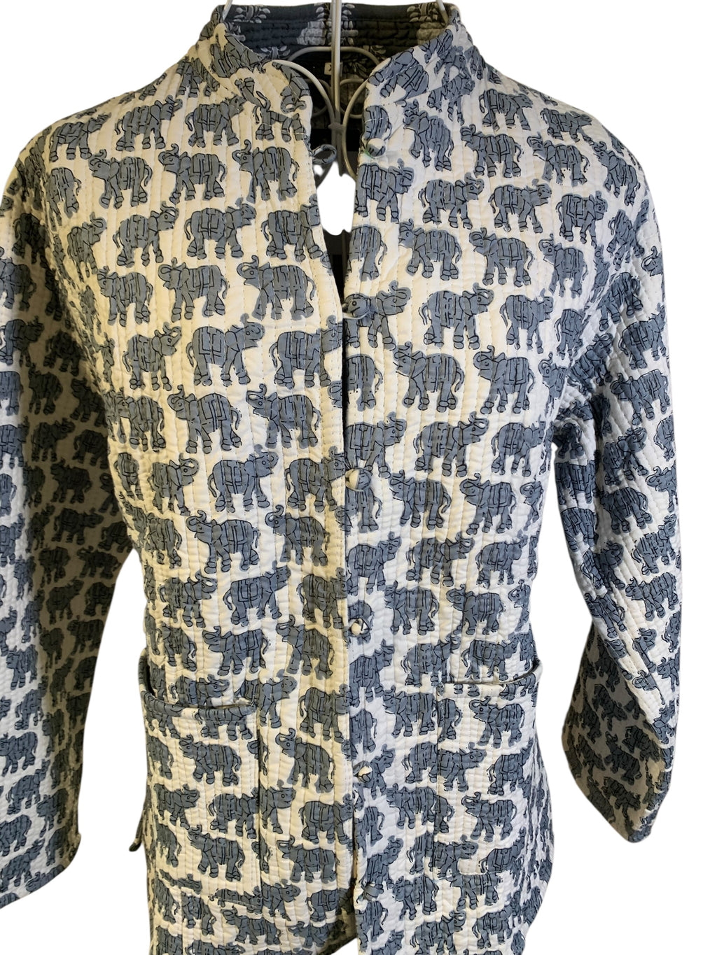 Quilted Reversible Jacket - Elephant Grey