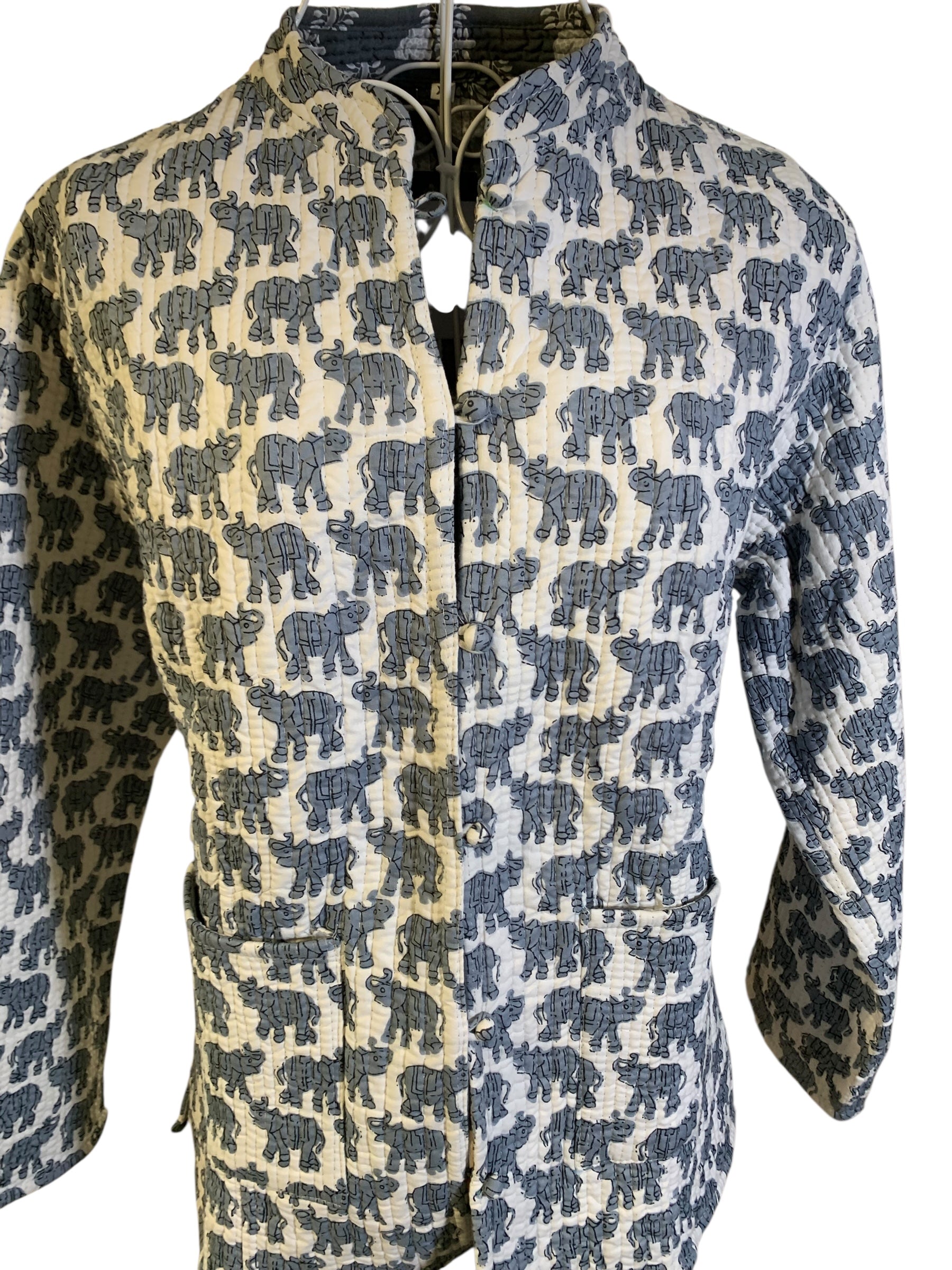 Quilted Reversible Jacket - Elephant Grey