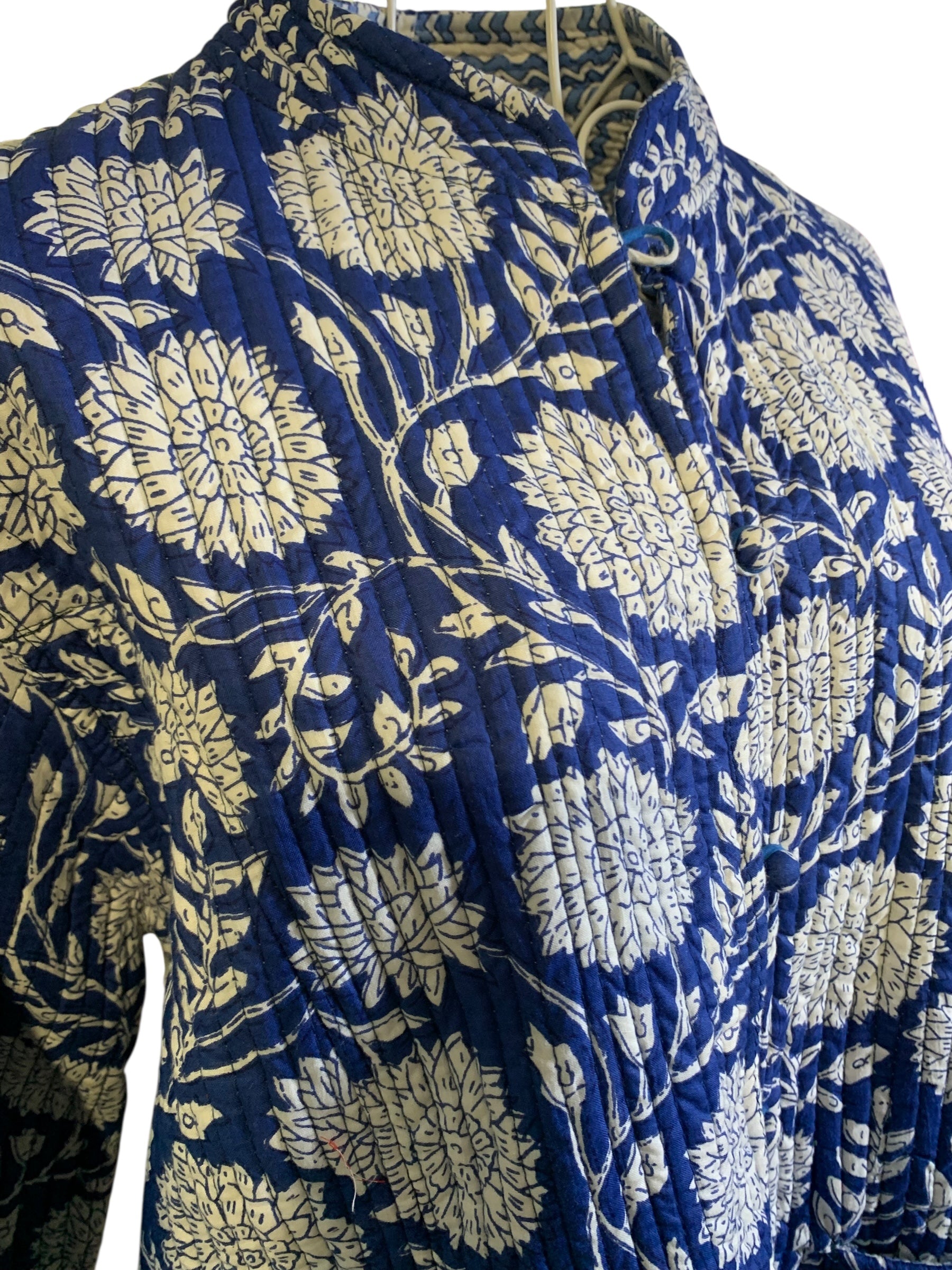 Quilted Reversible Jacket - Blue Flower