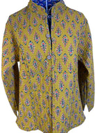 Quilted Reversible Jacket - Mustard & Blue