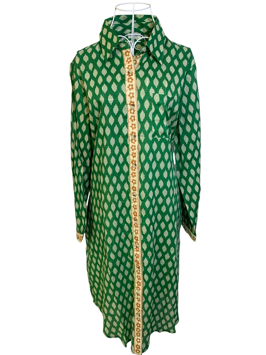 Pattern Green Shirt Dress