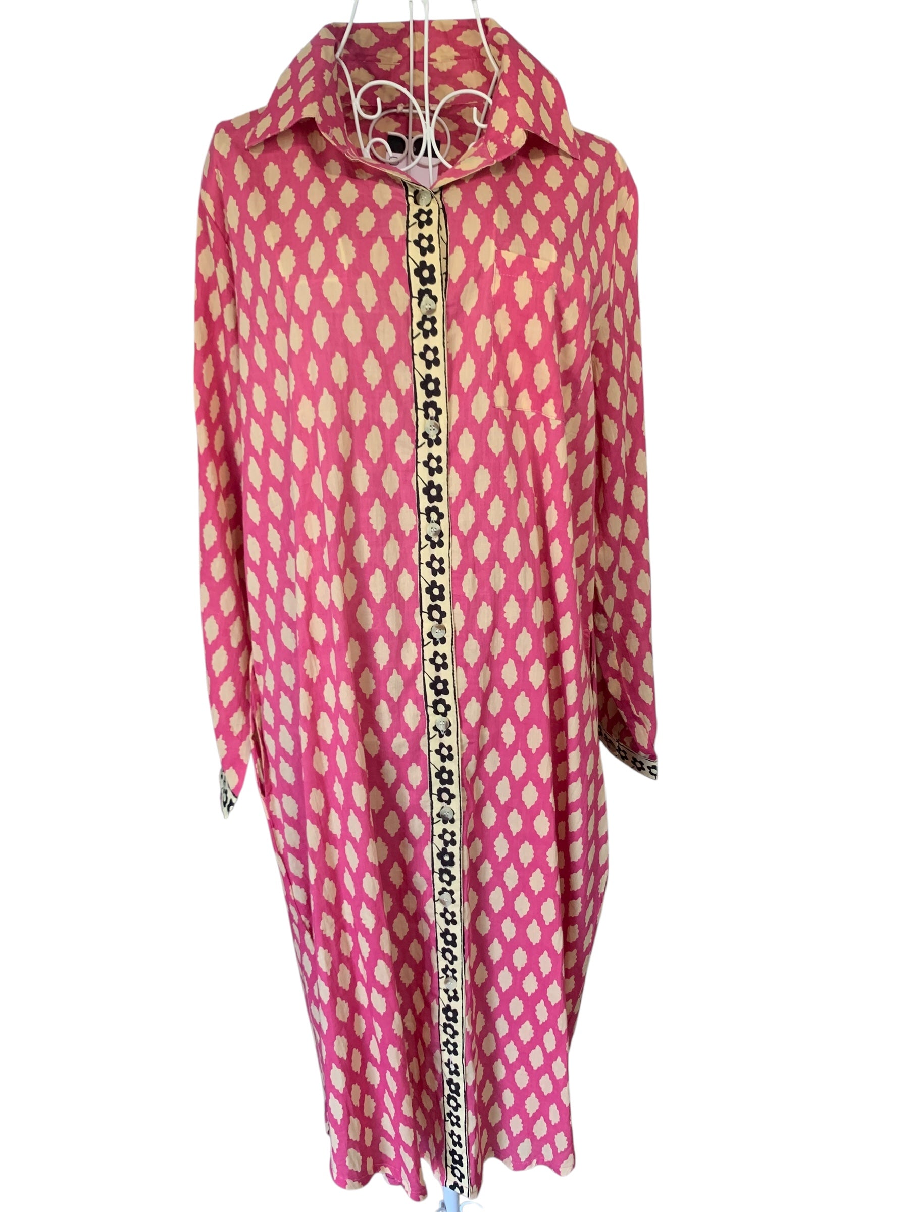 Pattern Pink Shirt Dress
