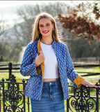 Quilted Reversible Jacket - Mustard & Blue