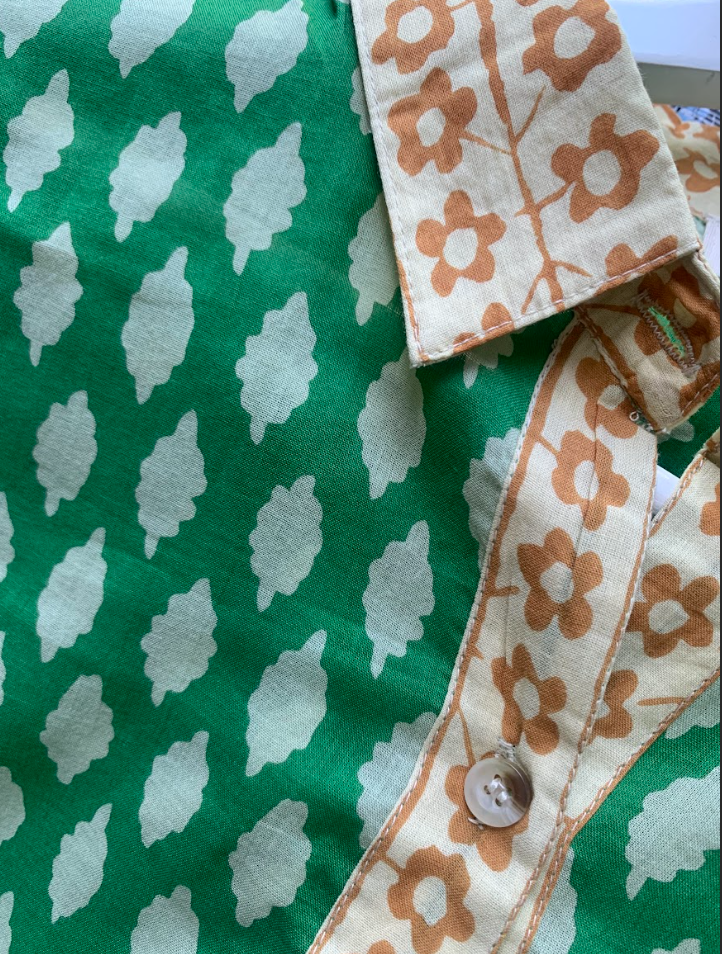 Pattern Green Shirt Dress