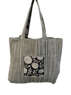 Black and White Flower Reversible Tote Bag