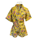 Shorty PJ's - Yellow & Pink Flower