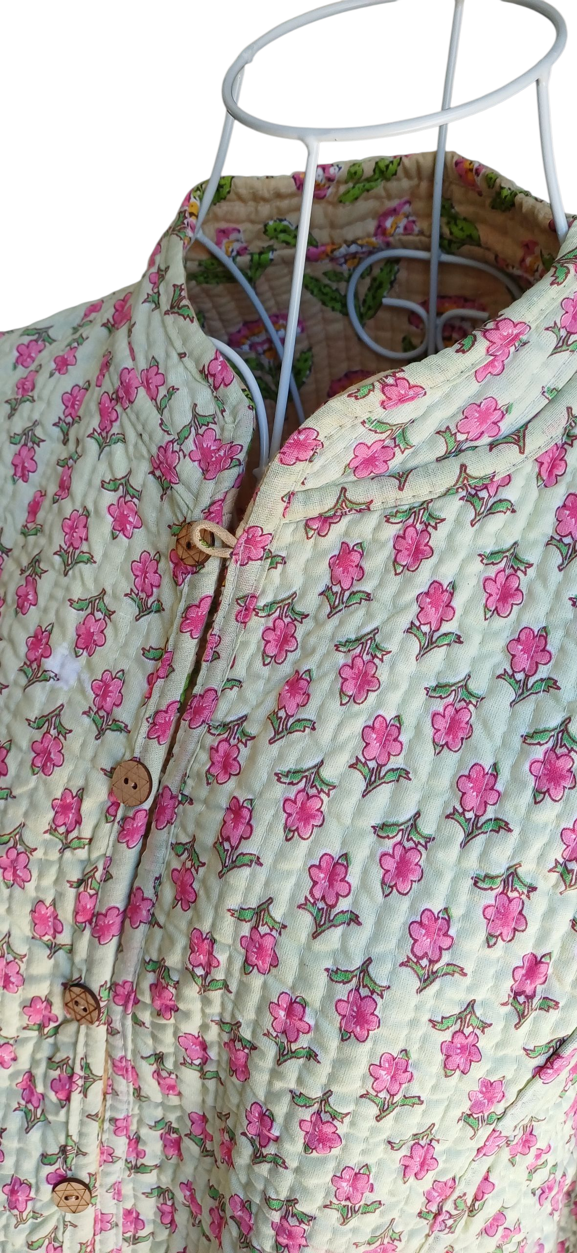 Quilted Reversible Jacket - Beige & Pink