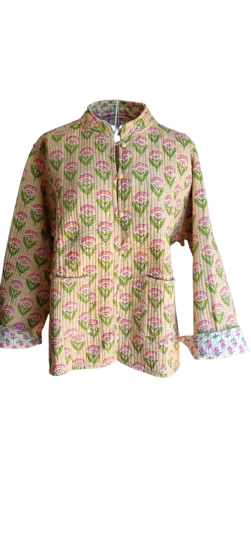 Quilted Reversible Jacket - Beige & Pink