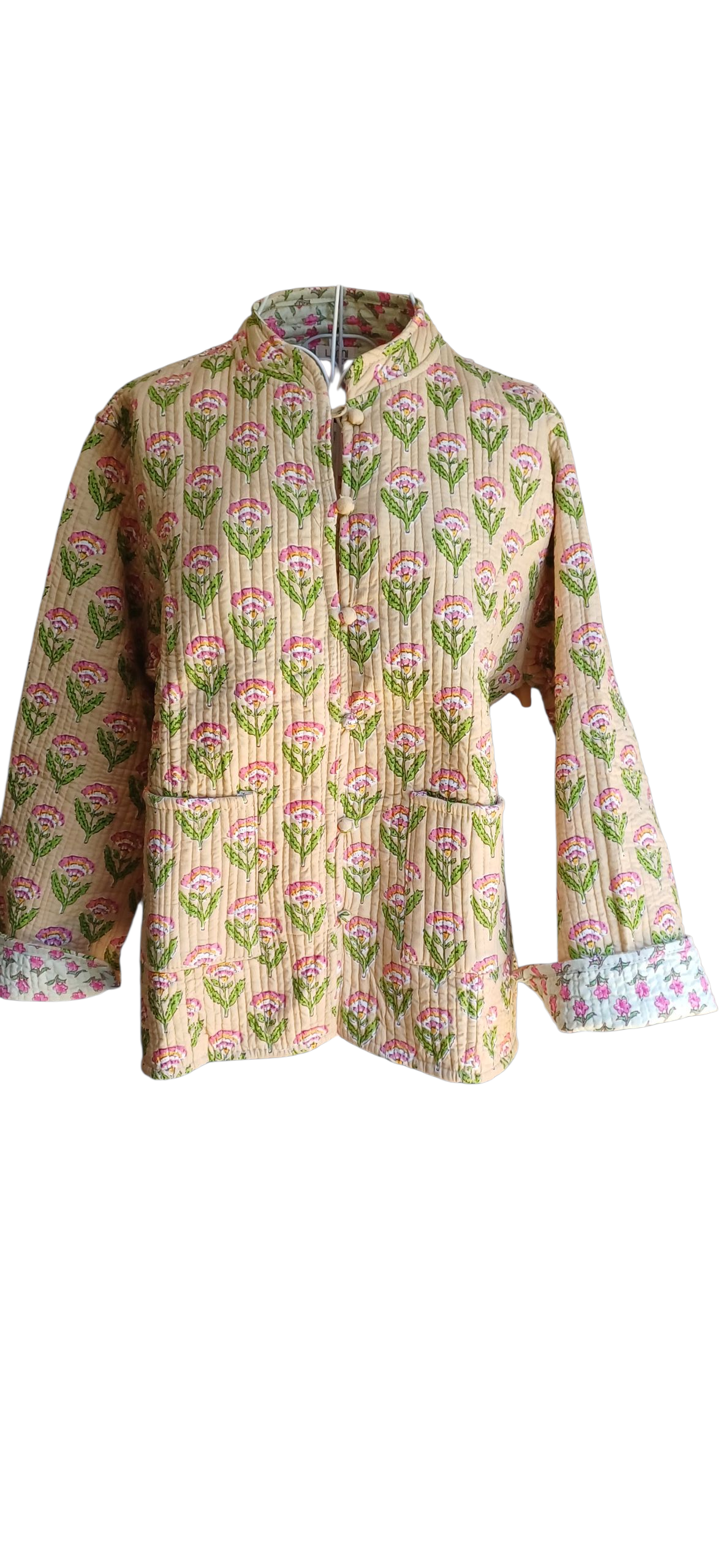 Quilted Reversible Jacket - Beige & Pink