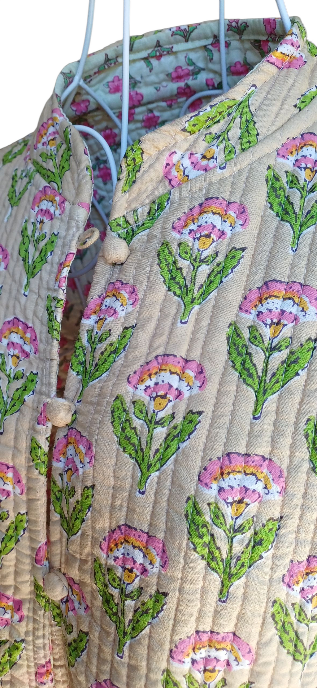 Quilted Reversible Jacket - Beige & Pink